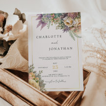 Bohemische Whimsical-Wildblumen und Goldhochzeit