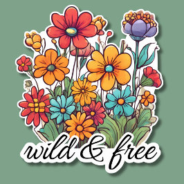 Bohemische Wild & Freie Wildblumen wasserdicht Aufkleber