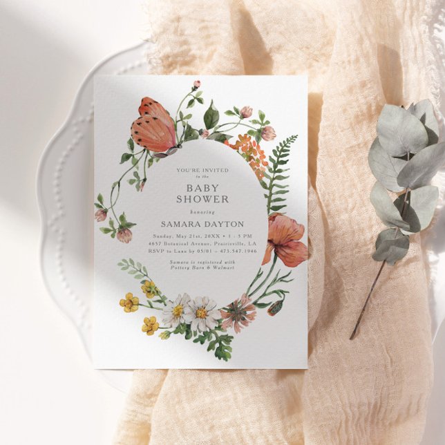 Bohemische Wildblume Butterfly Babydusche Einladung (Von Creator hochgeladen)
