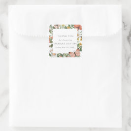 Bohemische Wildblume Butterfly Vielen Dank Quadratischer Aufkleber