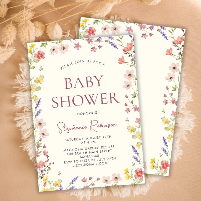 Bohemische Wildblume Girl Babydusche Einladung (Von Creator hochgeladen)