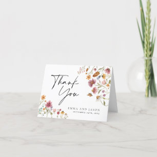 Bohemische Wildblume Hochzeit Dankeschön Karte