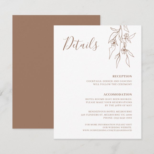 Bohemische Wildblume-Hochzeitskarte (Vorne/Hinten)