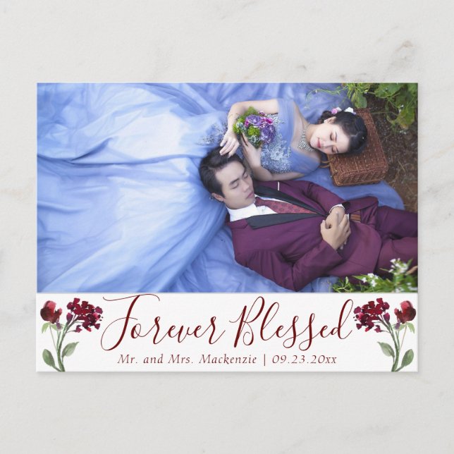 Bohemische Wildblume | Rotes Forever Gesegnetes Fo Postkarte (Vorderseite)
