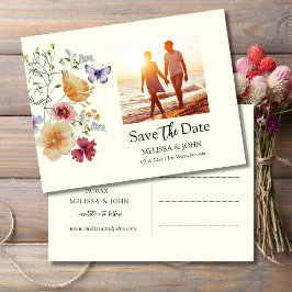 Bohemische Wildblume Save the Date floral Postkarte