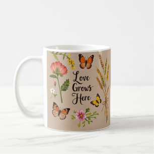 Bohemische Wildblumen, Schmetterlinge, Weizenhalme Kaffeetasse