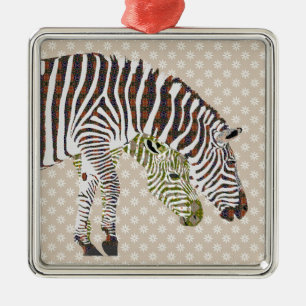 Bohemische Zebras-Verzierung Silbernes Ornament