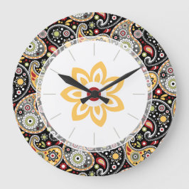 Bohemischen 70 Jahre Retro Paisley Floral Große Wanduhr