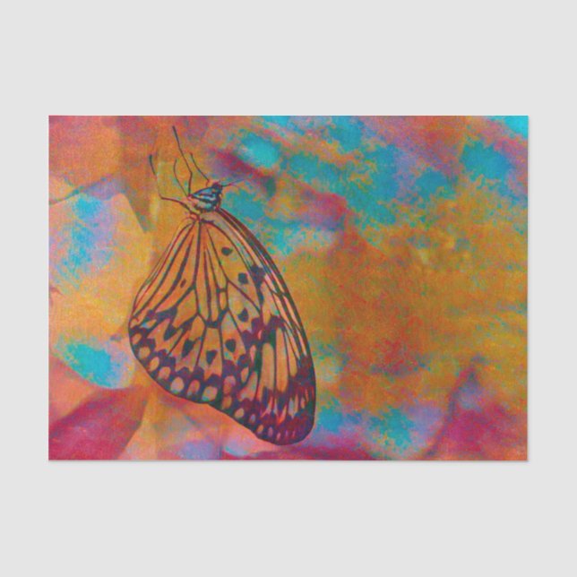 Bohemischer blauer orange Hippie-Schmetterling Seidenpapier (Vorderseite)