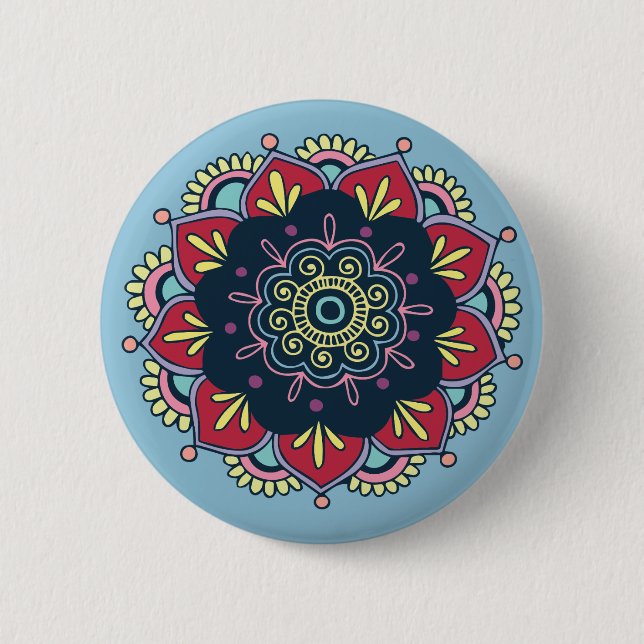bohemischer Blumenknopf Button (Vorderseite)