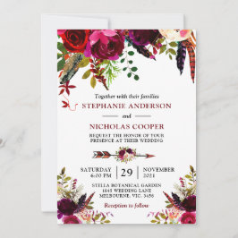 Bohemischer Boho Bordo Einladung