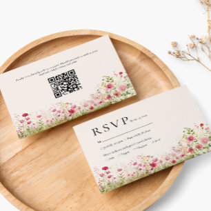 Bohemischer botanischer Online-QR-Code Hochzeit RS RSVP Karte