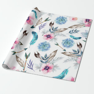 Bohemischer Chic BlumenBoho Geschenkpapier