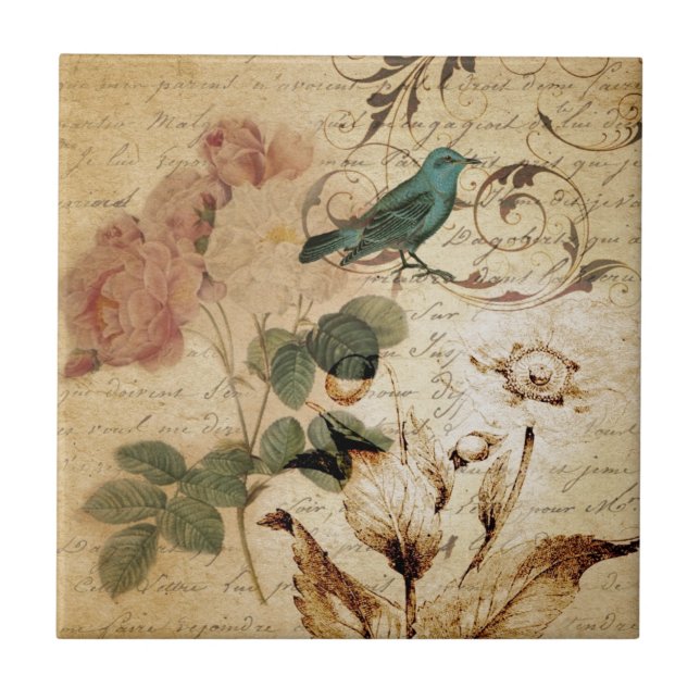Bohemischer Chic Paris Scripts französisches Fliese (Vorderseite)