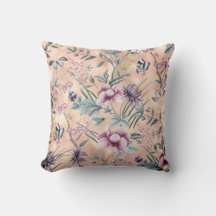 Bohemischer Chinoiserie-tropischer aquamariner Kissen