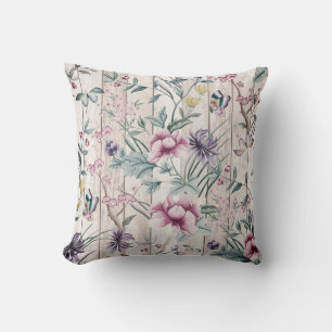 Bohemischer Chinoiserie-tropisches aquamarines Kissen