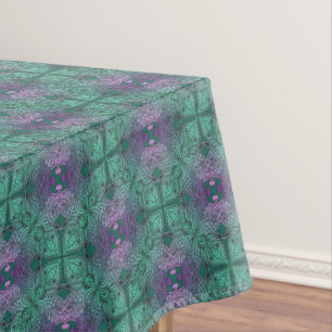 Bohemischer Damast in Peacock Blue Aquamarin Lila Tischdecke