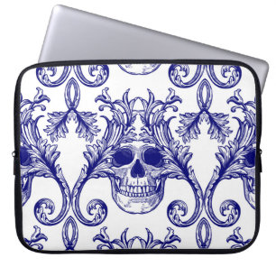 Bohemischer Damast, Schädel nahtlos verzieren. Laptopschutzhülle