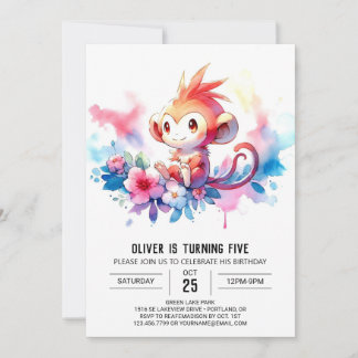 Bohemischer digitaler Affe Geburtstag Einladung