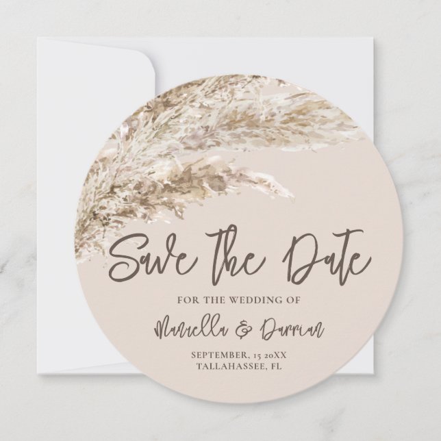 Bohemischer Fall Pampas Grass Save the Date (Vorderseite)