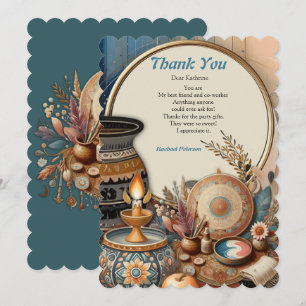 Bohemischer Farbmix und Thema Blume Dankeskarte