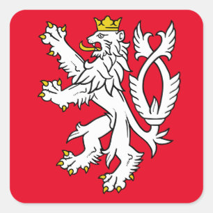 Bohemischer heraldischer Löwe Quadratischer Aufkleber