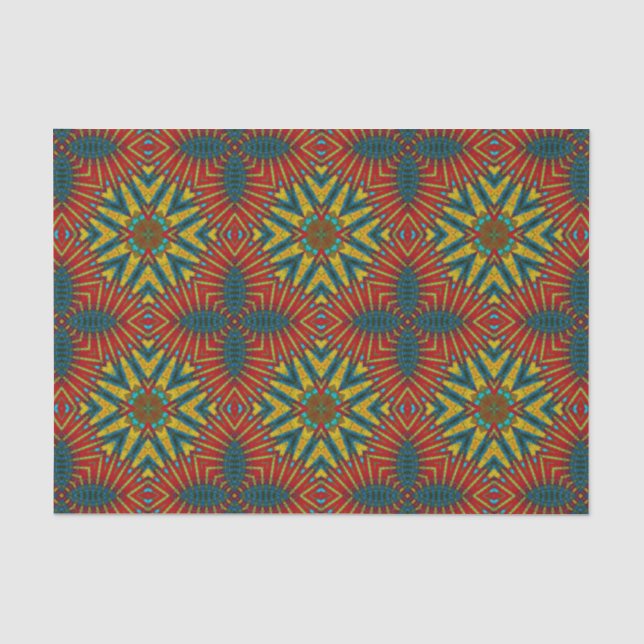 Bohemischer Hippie Red Blue Yellow Cooler Ethnic-T Seidenpapier (Vorderseite)