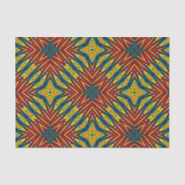 Bohemischer Hippie Red Blue Yellow Cooler Ethnic-T Seidenpapier (Vorderseite)