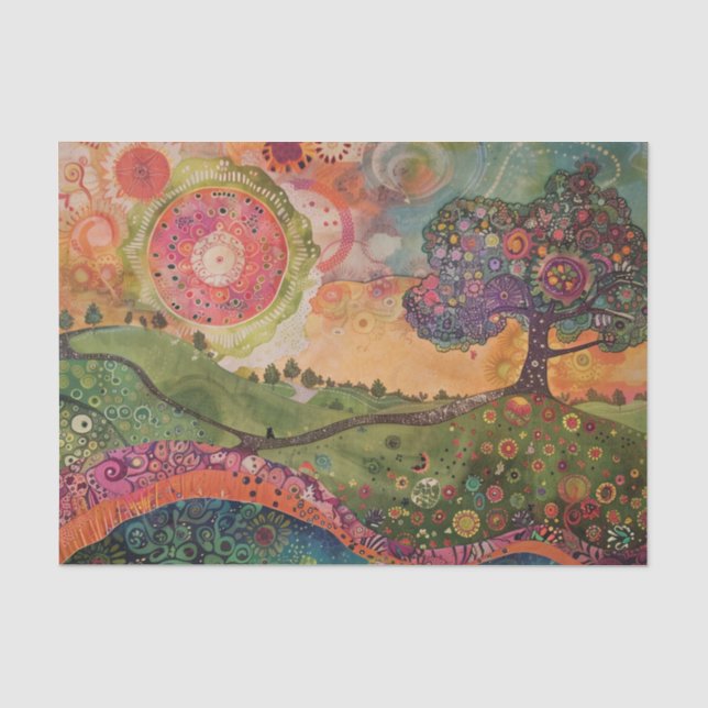 Bohemischer Hippie Swirl-Dekoupage Seidenpapier (Vorderseite)
