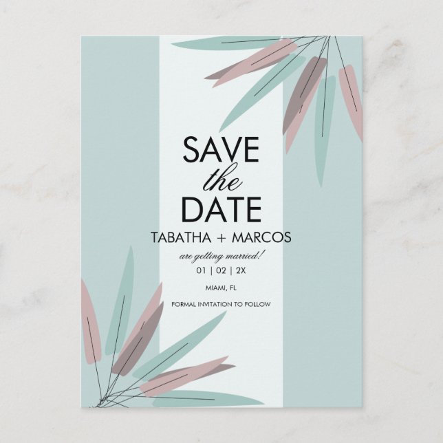 BOHEMISCHER Leaf-Stamm SAVE THE DATE Postkarte (Vorderseite)