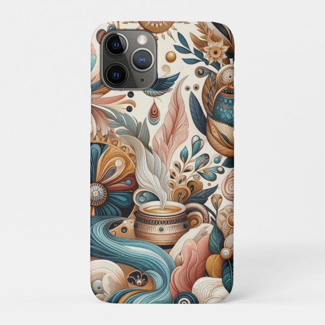 Bohemischer Mix aus aquamarinen, magentafarbenen,  Case-Mate iPhone Hülle (Rückseite)