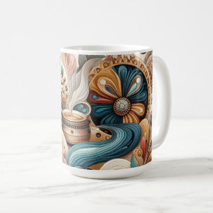 Bohemischer Mix aus aquamarinen, magentafarbenen, Kaffeetasse