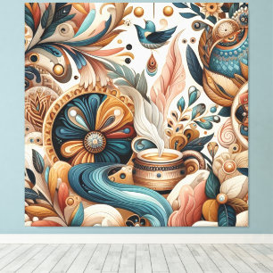 Bohemischer Mix aus aquamarinen, magentafarbenen,  Leinwanddruck