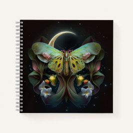 Bohemischer Moth Moon und Blume Notebook Notizbuch