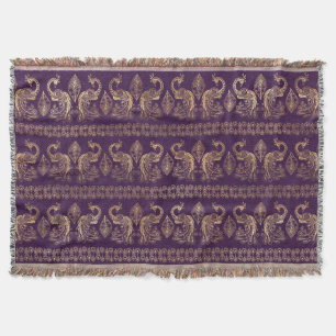 Bohemischer Pfau lila und goldgelb elegant  Decke