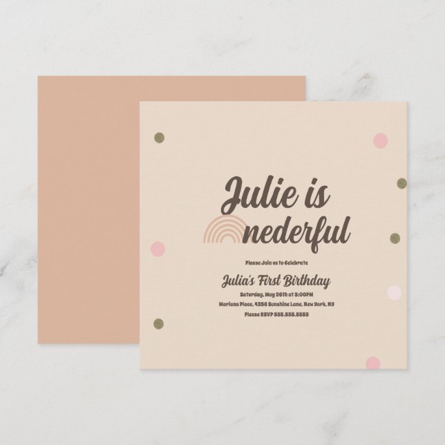 Bohemischer Regenbogen Erster Geburtstag Onederful Karte (Vorne/Hinten)