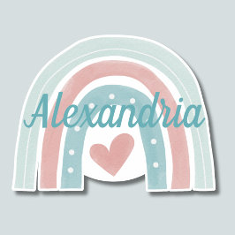 Bohemischer Regenbogen wasserdicht über Monogramm Aufkleber