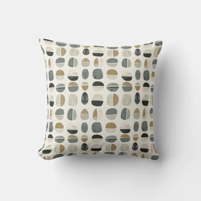 Bohemischer Sage Green & Beige Style Abstrakt Kissen (Vorderseite)