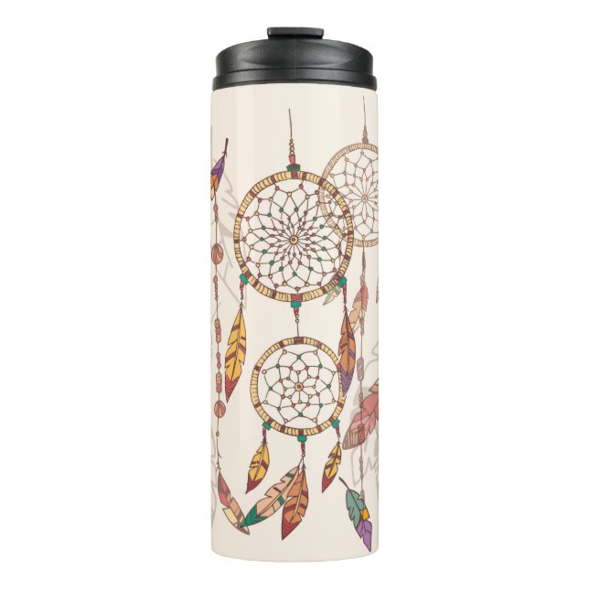 Bohemischer Traumfänger mit Perlen und Federn, se Thermosbecher (Vorderseite)