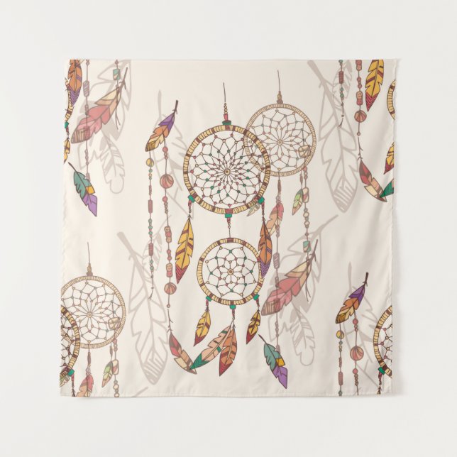 Bohemischer Traumfänger mit Perlen und Federn, se Wandteppich (Vorderseite)