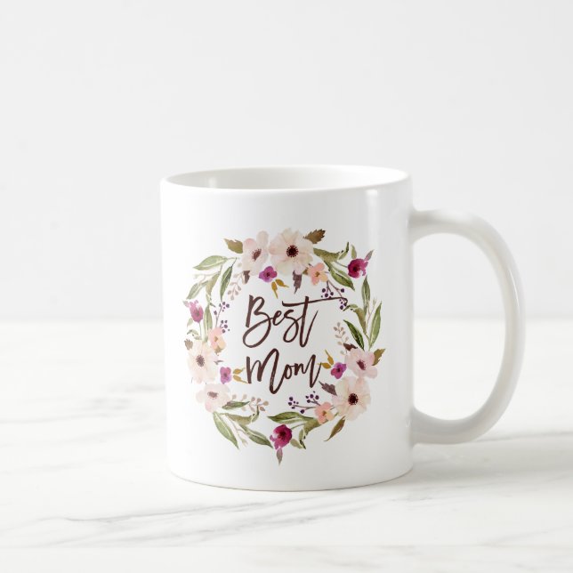 Bohemischer Watercolorblumenwreath-bestes Kaffeetasse (Rechts)