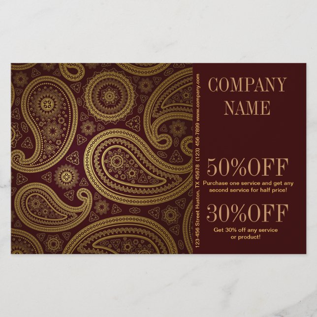 Bohemischer Western Country Gold-Bordeaux-Paisley Flyer (Vorne)