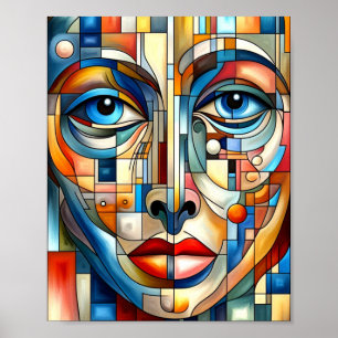 Bohemisches Abstraktes Lady Face Poster. Poster