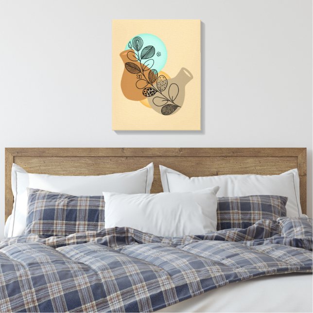 BOHEMISCHES ABSTRAKTES MINIMALISTISCH MIT SCHWARZL LEINWANDDRUCK (Insitu (Schlafzimmer))