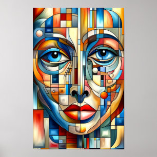 Bohemisches Abstraktes Modern Lady Face Poster