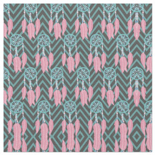 Bohemisches Aquamarines rosa Dreamcatcher Zickzack Stoff