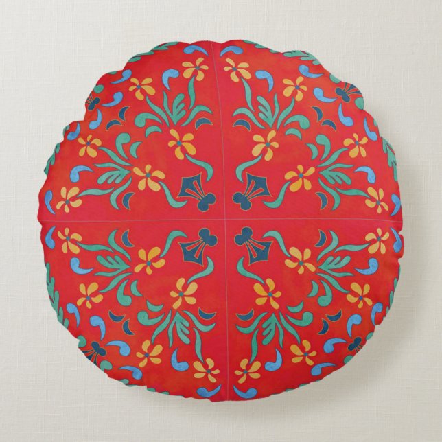 Bohemisches Art-Kissen Rundes Kissen (Vorderseite)