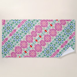 Bohemisches Blumenmuster Watercolor-Mosaik Strandtuch