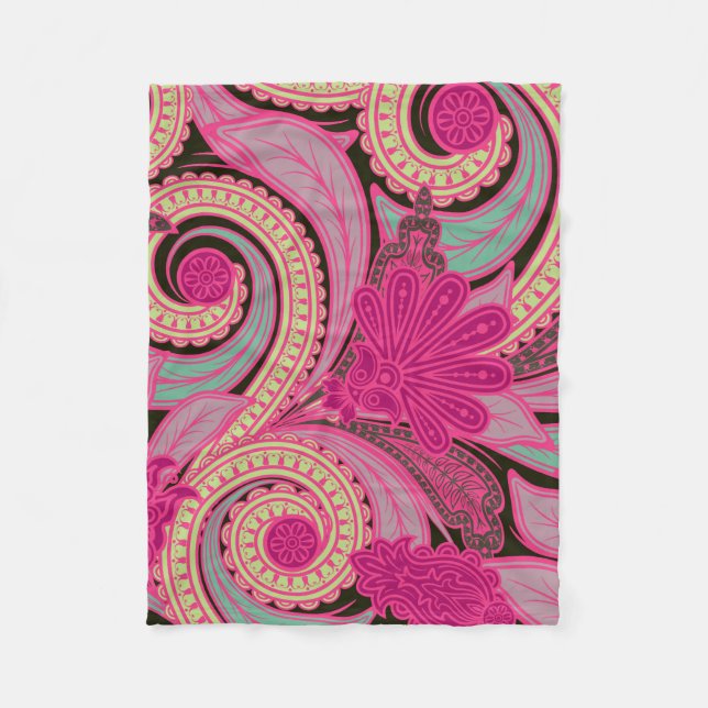 Bohemisches Blumenpaisley Fleecedecke (Vorderseite)