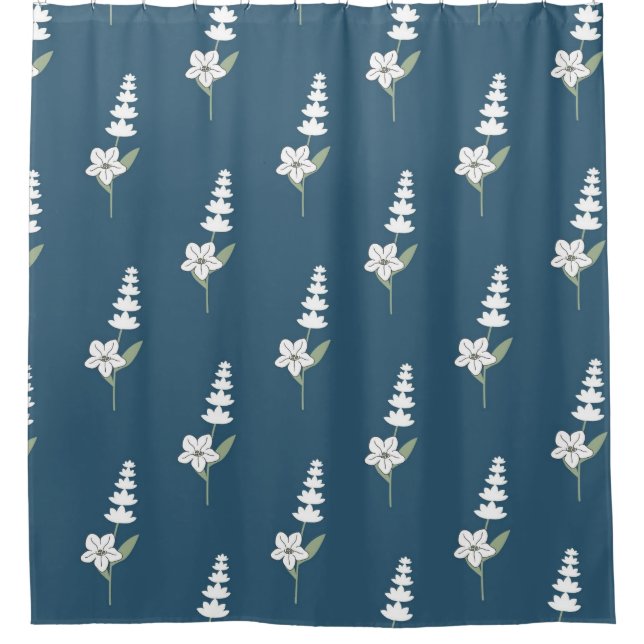 Bohemisches botanisches Muster für Navy-Floral Duschvorhang (Vorderseite)